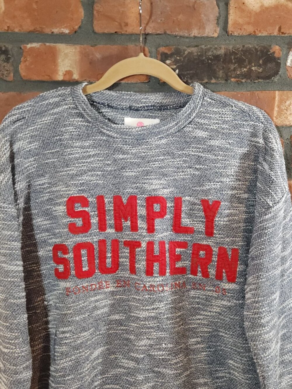 Simply Southern Red Logo Terry Pullover Soft Crew Textured Sweatshirt Adult M - Picture 4 of 7